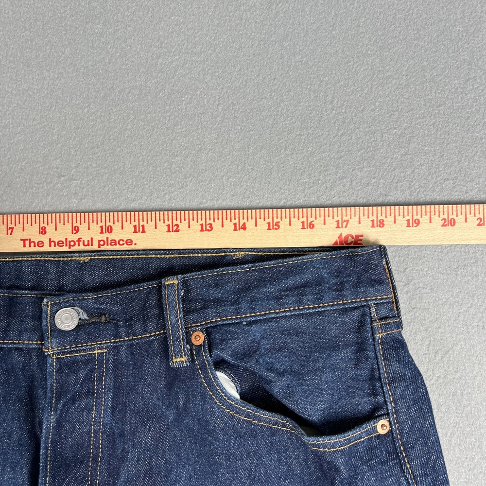 Levis 501 Jeans Fit 36x32 Original Fit Straight Fit Dark Wash Denim Button Fly - Picture 10 of 12